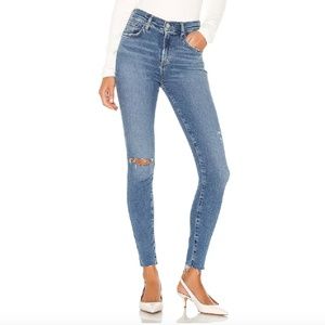 Agolde Sophie Ankle Skinny Pentacle Indigo Blue Stretch Distressed Jeans 29